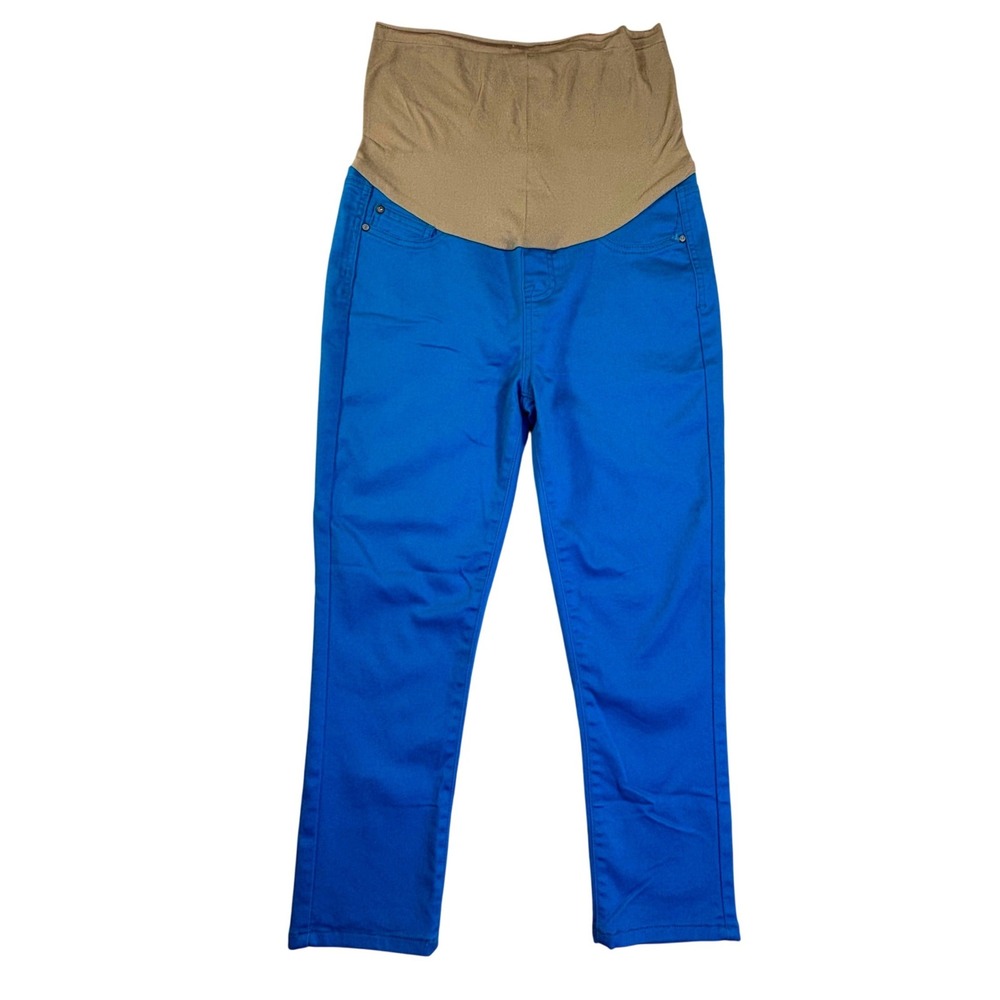 Maternity Turquoise Blue Full Belly Panel Skinny Pants 3459